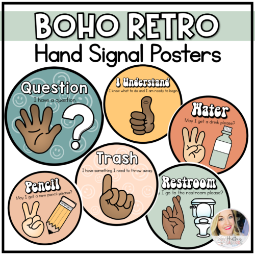 Hand Signal Posters for Classroom Management | Retro Boho's featured image
