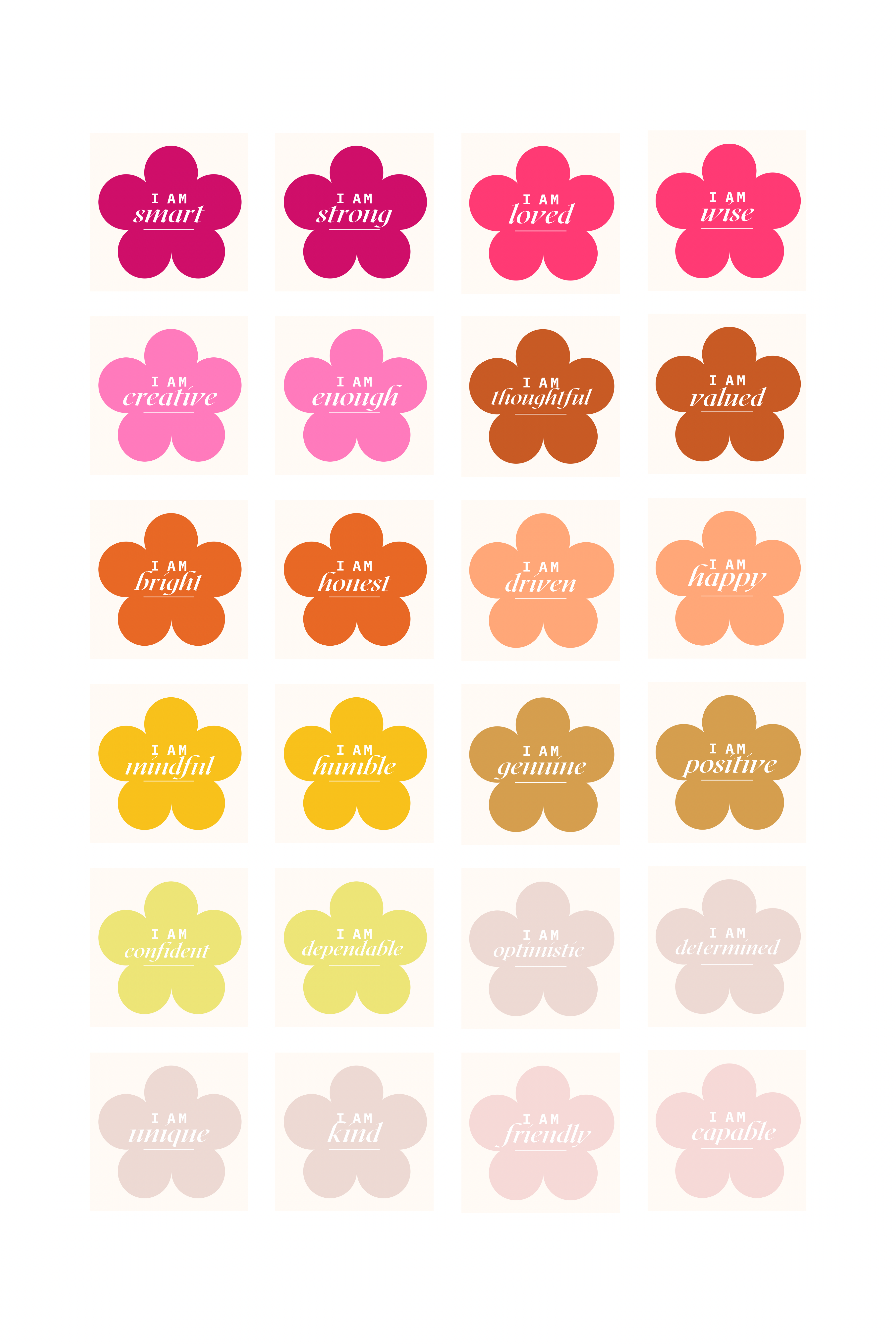 Printable affirmations — in pink