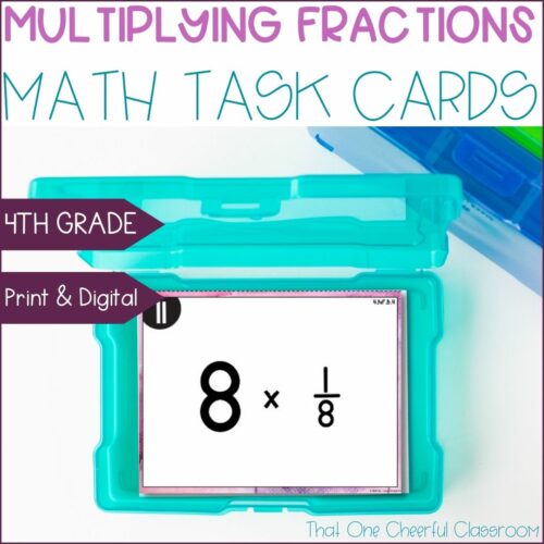 4th Grade Multiplying Fractions by Whole Numbers & Word Problems Math Task Cards's featured image
