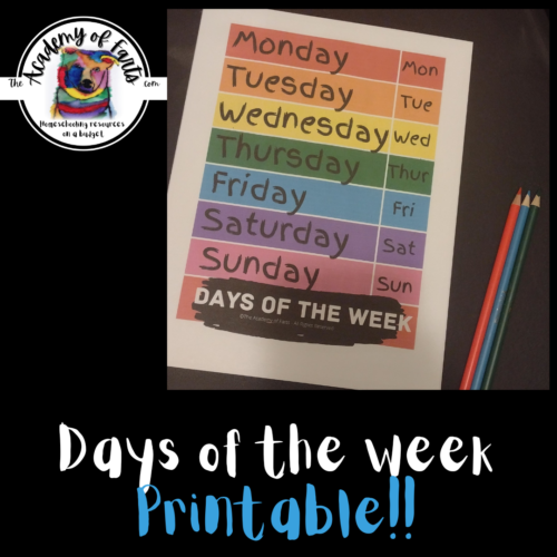 Days of the week PRINTABLE's featured image
