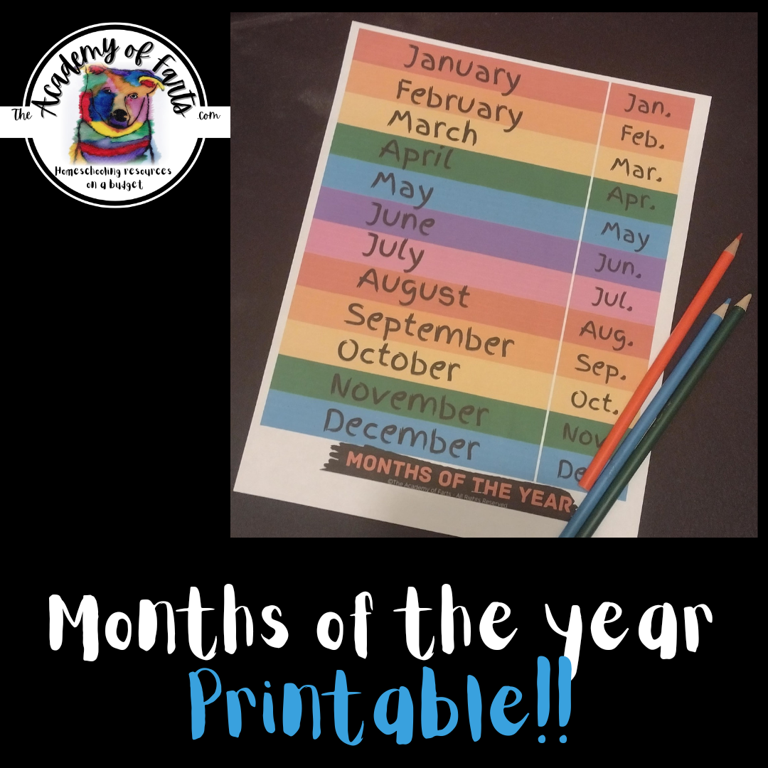 Months of the year PRINTABLE