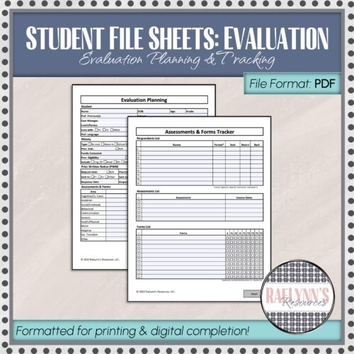 Special Education Evaluation Planning & Tracking Sheets's featured image