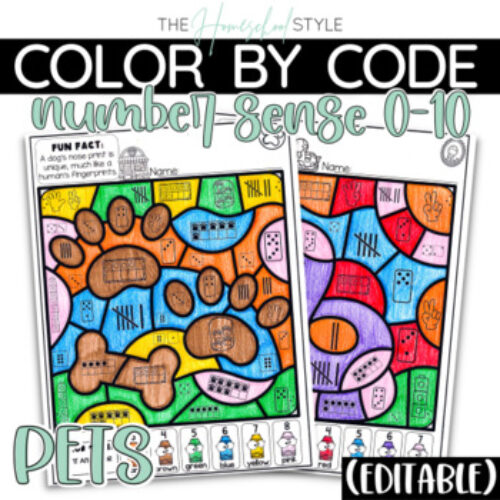 Pets Number Sense Color by Code Editable Early Finisher Subitizing Math's featured image