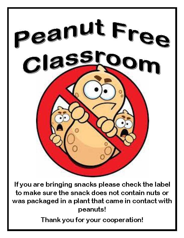 peanut free sign