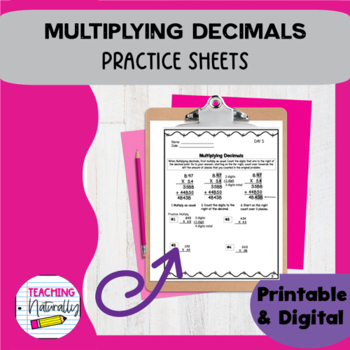 Multiplying Decimals Practice Sheets Printable & Digital Google's featured image