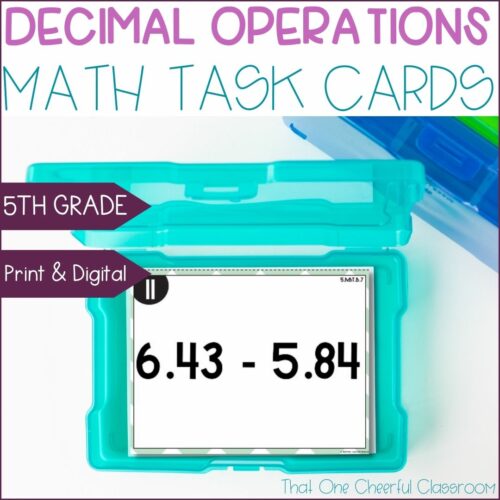 5th Grade Adding, Subtracting, Multiplying & Dividing Decimals Math Task Cards's featured image