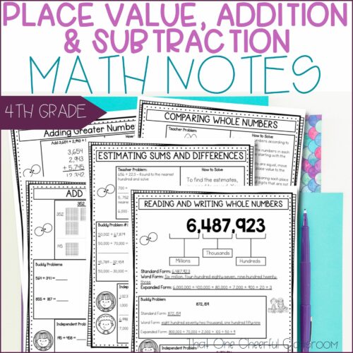 4th Grade Place Value, Multi Digit Addition & Multi Digit Subtraction Math Notes's featured image