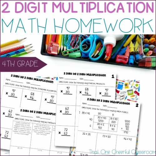 2 Digit by 2 Digit Multiplication Math Homework Sheets's featured image