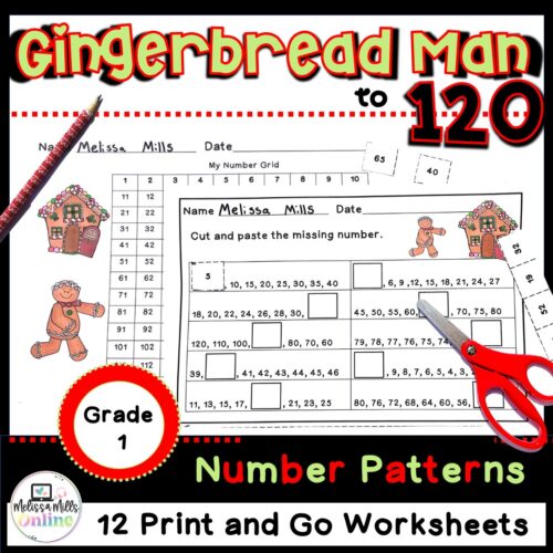 Gingerbread Man Math Worksheets to 120 Ten More Ten Less One More One Less's featured image