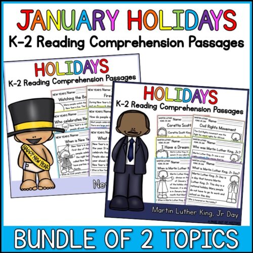 January Holidays K-2 Reading Comprehension Passages Bundle's featured image