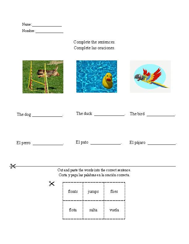 Complete the Sentences (ESL) Verbs