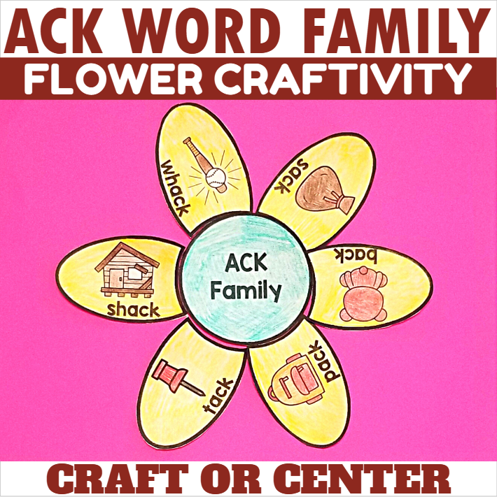 ACK Words Flower Craft - Ending Digraph Phonics Craftivity - Classful