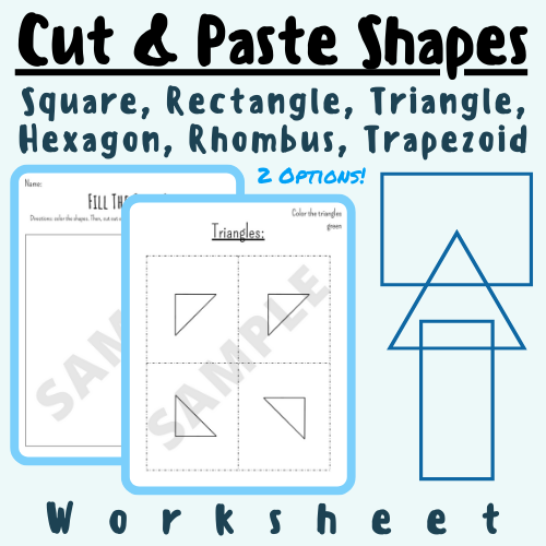 Cut and Paste/Fill In Shapes Puzzle: Squares, Rectangles, Triangles, Rhombuses, and Trapezoids; For K-5 Teachers and Students in the Math Classroom's featured image