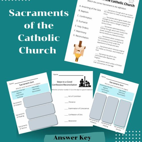 7 Sacraments of the Catholic Church (Worksheet or Quiz)-Answer Key included's featured image