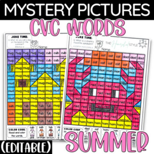 Summer CVC Words Practice Coloring Pages Editable Worksheets's featured image