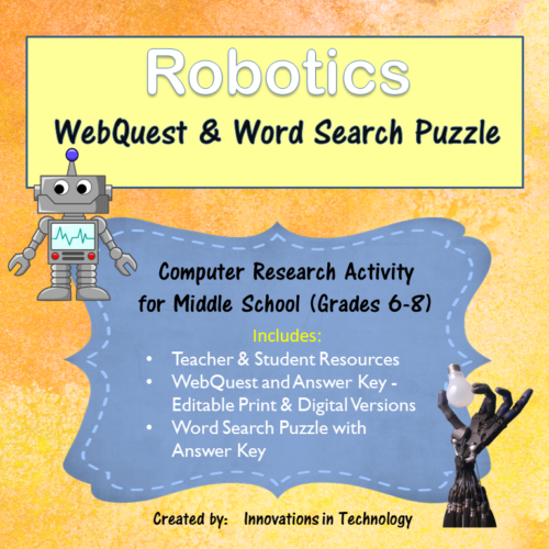 Learning about Robotics - WebQuest & Word Search Puzzle's featured image