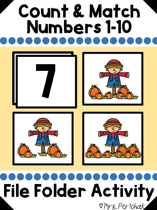 Count & Match to 10 - Counting Activities - Fall File Folder Activity