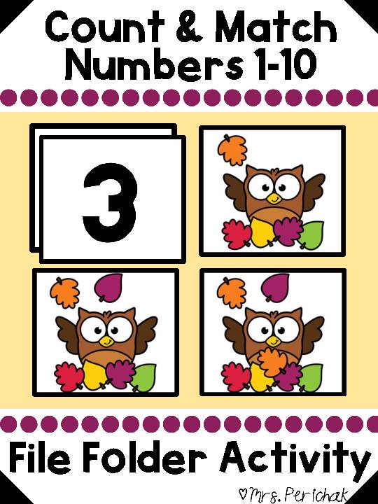 Count & Match to 10 - Counting Activities - Fall File Folder Activity