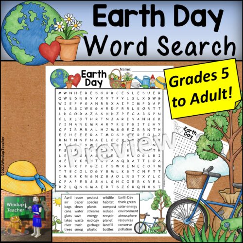 Earth Day Word Search HARD for Grades 5 to Adult's featured image
