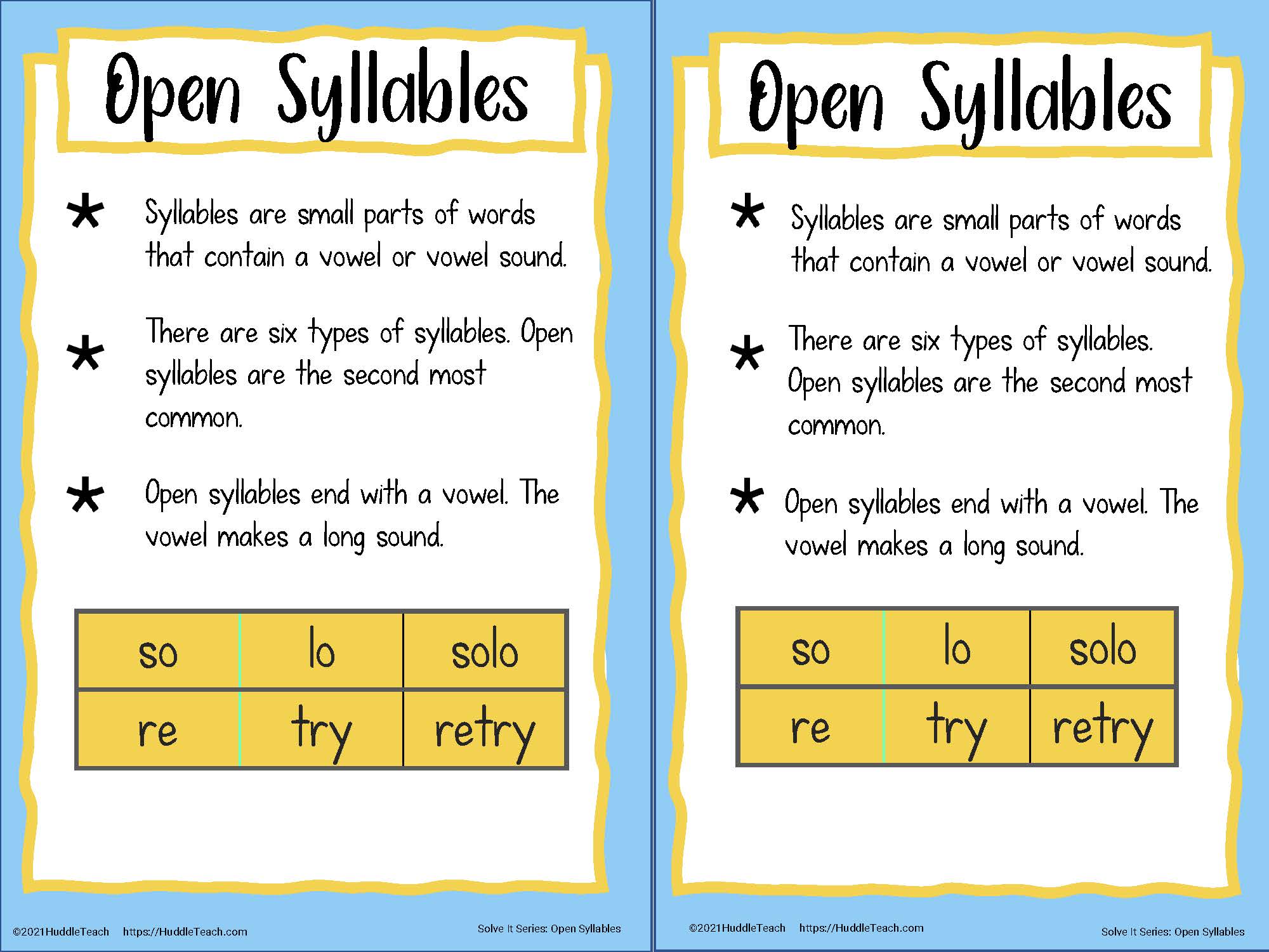 Open Syllables - Solve It! Series - Classful