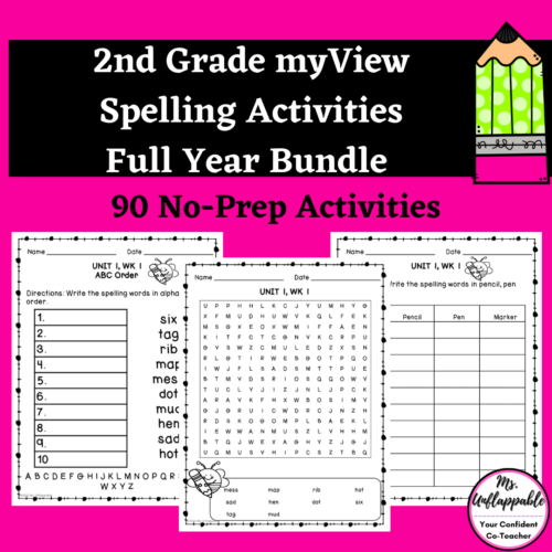 2nd Grade My View Literacy Full Year Spelling Word Work Activities Pack's featured image