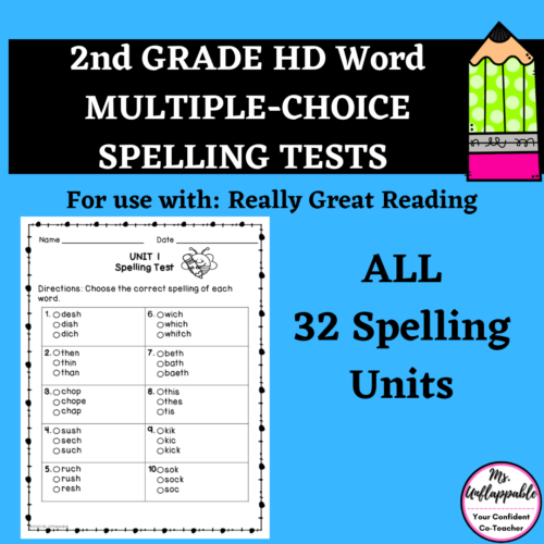 2nd Grade HD Word Multiple Choice Spelling Tests Used with Really Great Reading's featured image