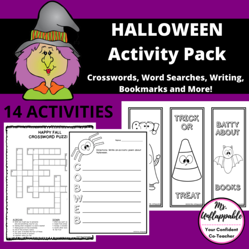 Halloween Activities| Word Searches | Crossword| Writing| Bookmarks's featured image