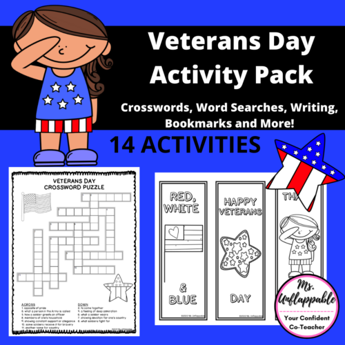 Veterans Day Activities| Word Searches| Crosswords| Writing| Bookmarks's featured image
