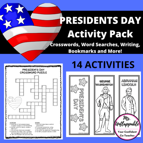 Presidents Day Activities| Word Searches| Crosswords| Puzzles| Bookmarks| Writing's featured image