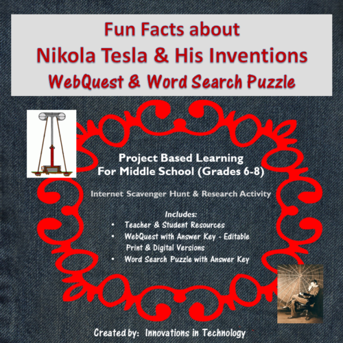 Nikola Tesla - WebQuest & Word Search Puzzle's featured image
