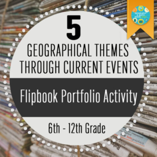 Geography: 5 Themes of Geography Flipbook (Using Current Events)'s featured image
