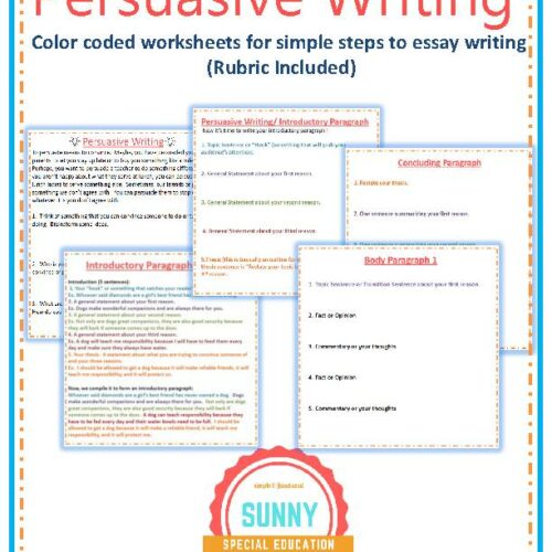 Persuasive Writing Essay (color coded for easy 5 paragraph essay writing)'s featured image