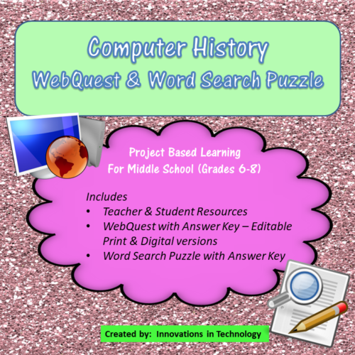 History of Computers - WebQuest & Word Search Puzzle's featured image
