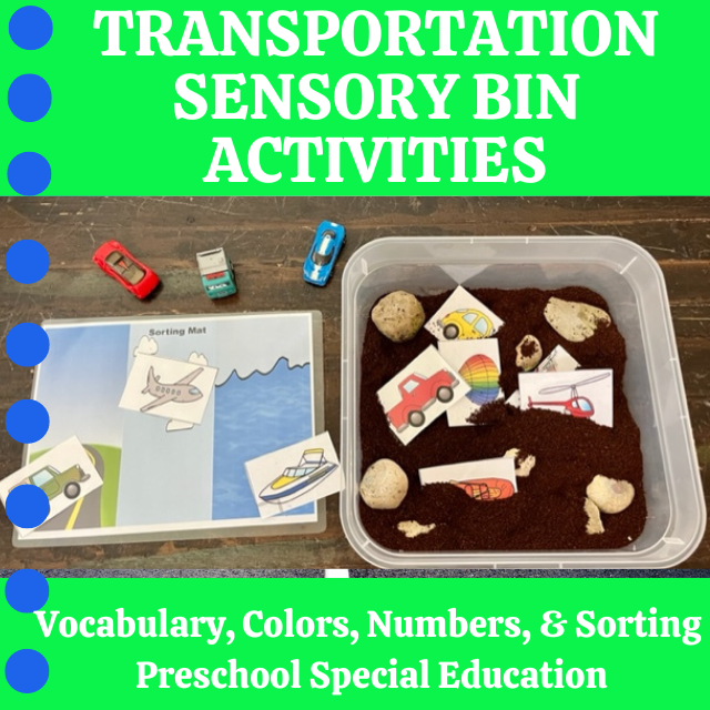 Transportation Sensory Bins Activities & Centers For Preschool Special Education
