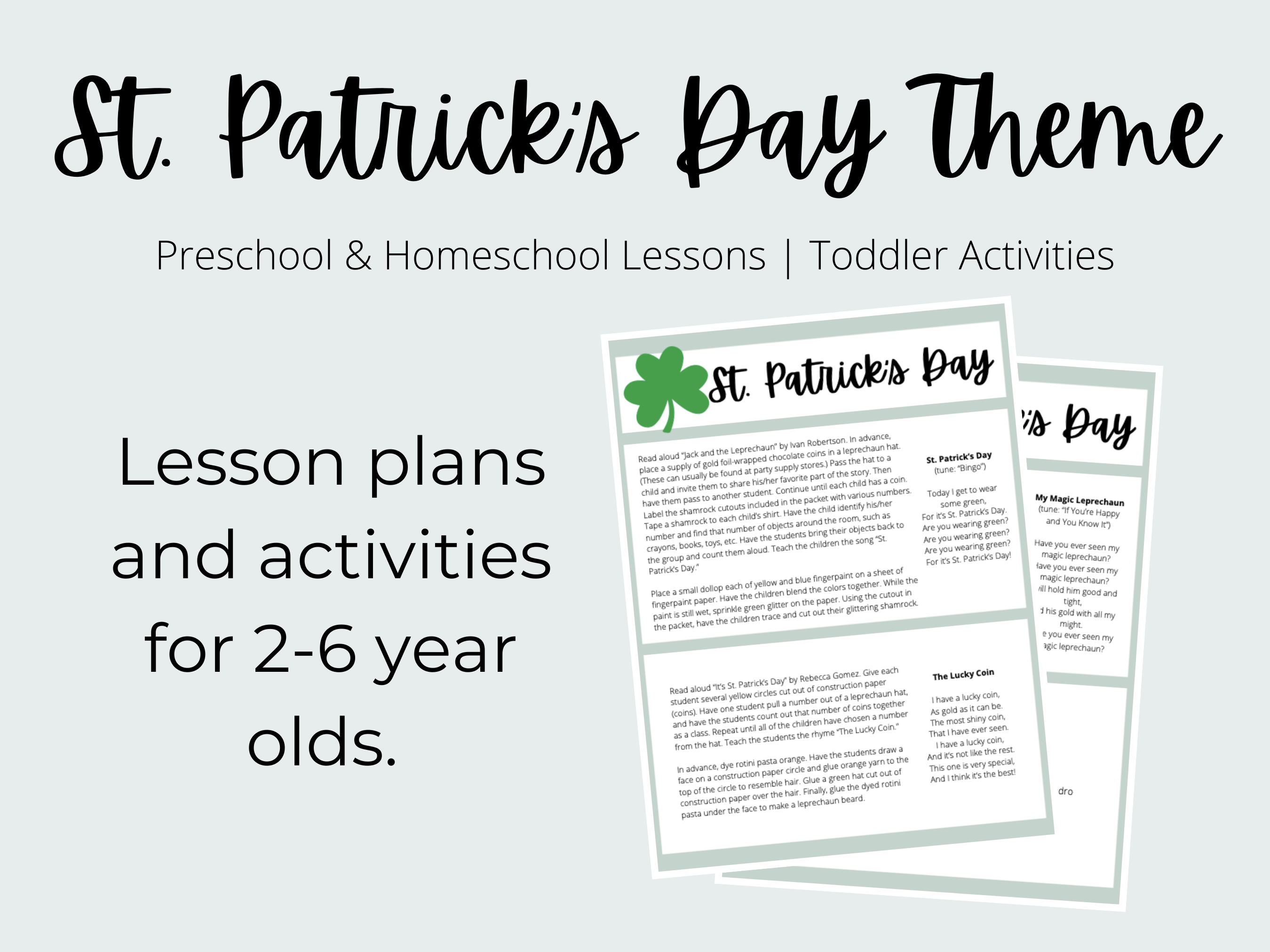 St. Patrick's Day Theme Preschool Curriculum Bundle | Homeschool Lesson Plan Bundle | For Preschool Teachers, Homeschooling & Stay-At-Home Moms