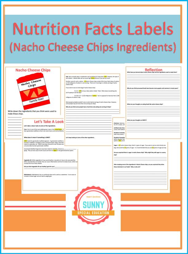 Food Labels and Ingredient Lists (Nacho Cheese Chips Ingredients Guided Notes)