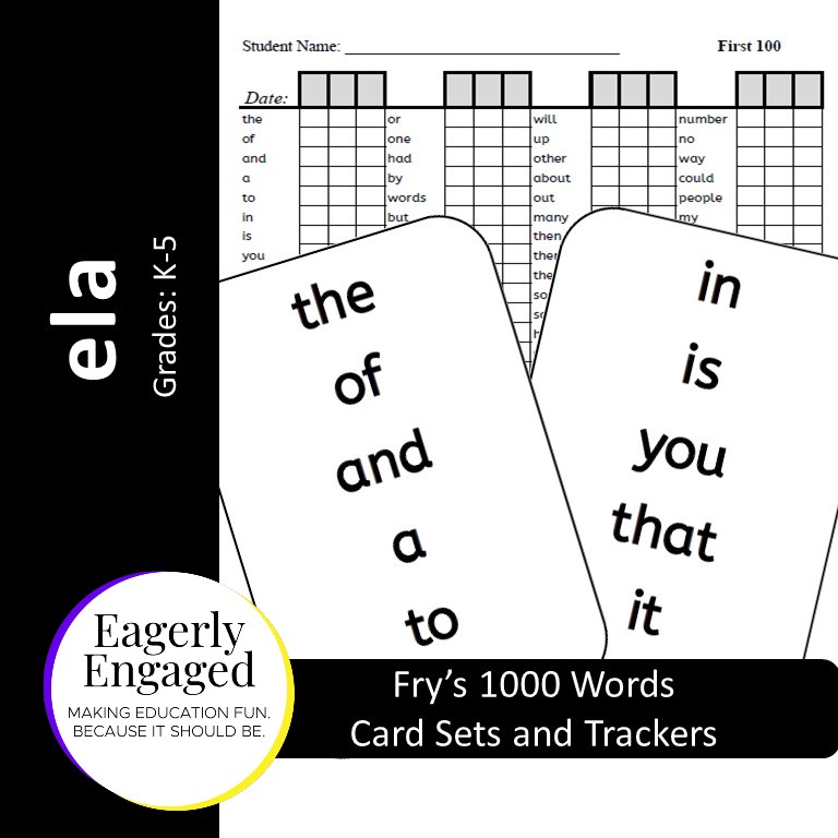 Fry's 1000 Words - Card Sets and Trackers