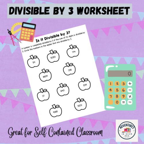 Divisible by 3 Worksheet | Self Contained | Middle School Math's featured image
