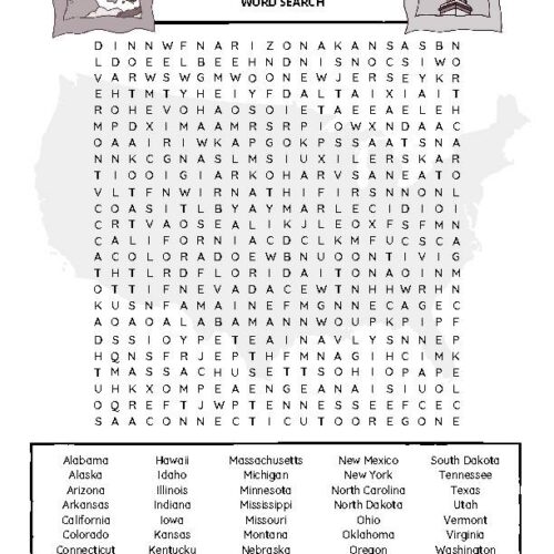 United States 50 STATES Word Search Puzzle (Intermediate Difficulty)'s featured image