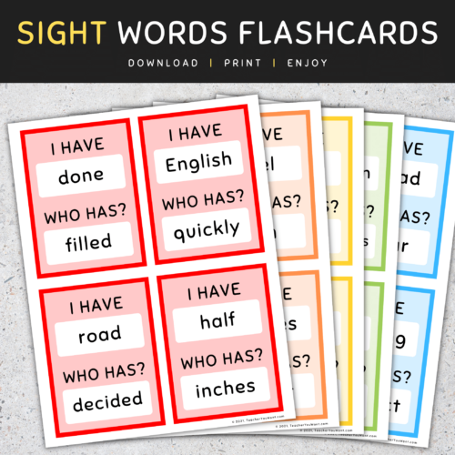 Fry Sight Words Flash Cards: I Have Who Has Sight Words Flashcards, 401-500's featured image