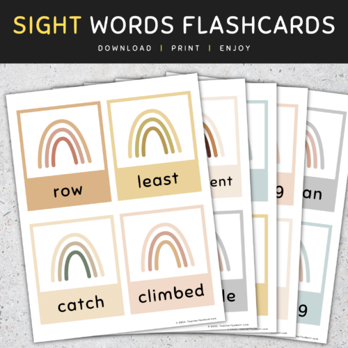 Fry Sight Word Flash Cards: 8th 100, Boho Rainbow Sight Word Flashcards, [SET 3]'s featured image
