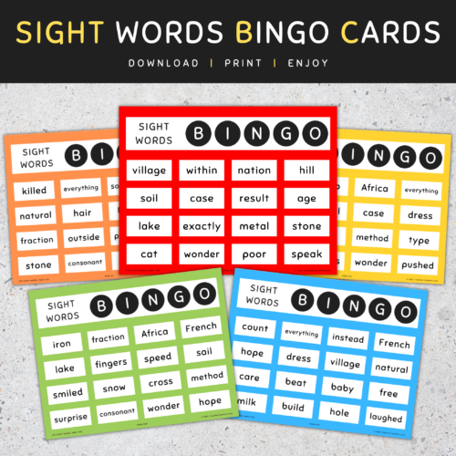 Sight Words Bingo Cards: 7th 100 Fry Sight Words, Fun Activities's featured image