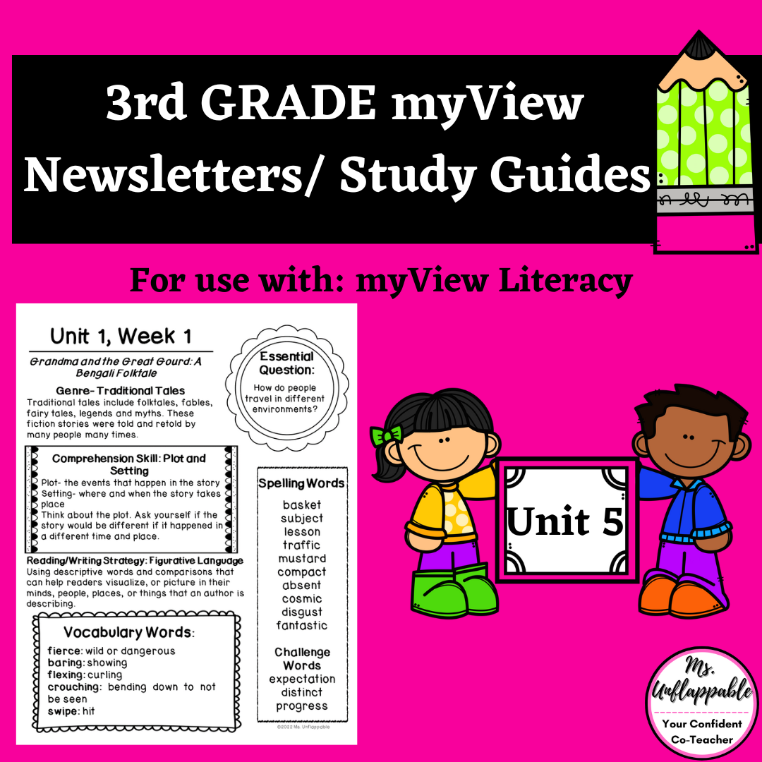 3rd Grade My View Literacy Parent Newsletters| Student Study Guides for Unit 5