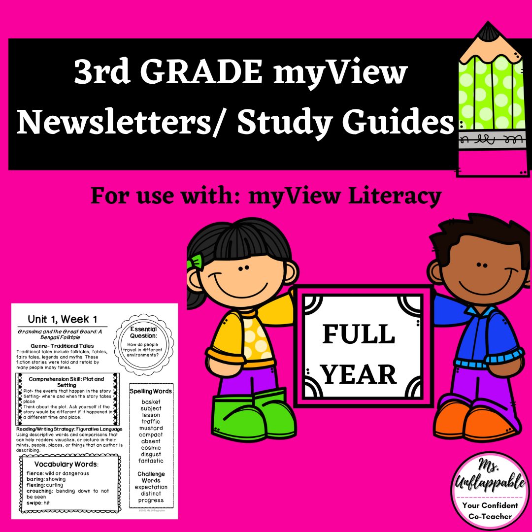 3rd Grade My View Literacy Parent Newsletters| Student Study Guides for Full Year