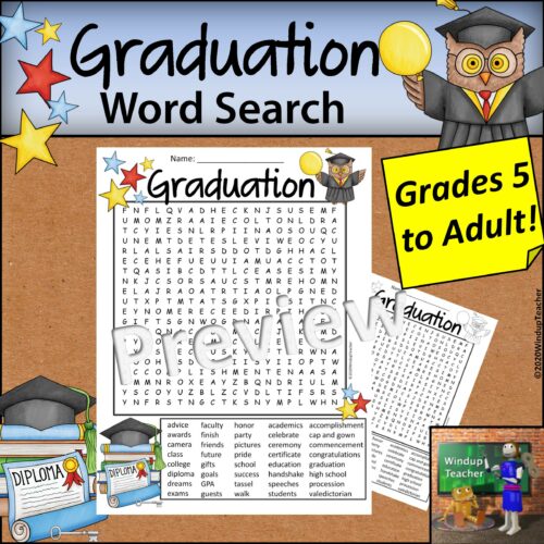 Graduation Word Search - Hard for Grades 5 to Adult's featured image