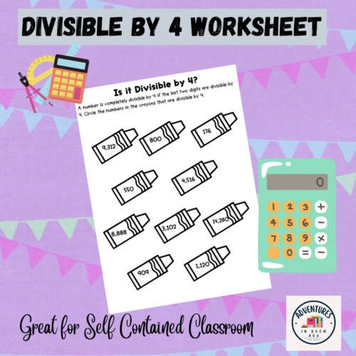 Divisible by 4 Worksheet | Divisibility Rules | SPED | Math's featured image