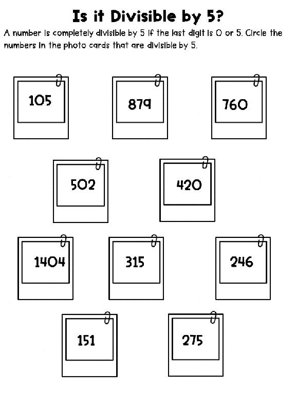 Divisible by 5 Worksheet | Divisibility Rules | SPED | Math - Classful