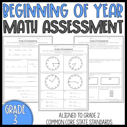 3rd Grade Beginning of Year Math Assessment's featured image