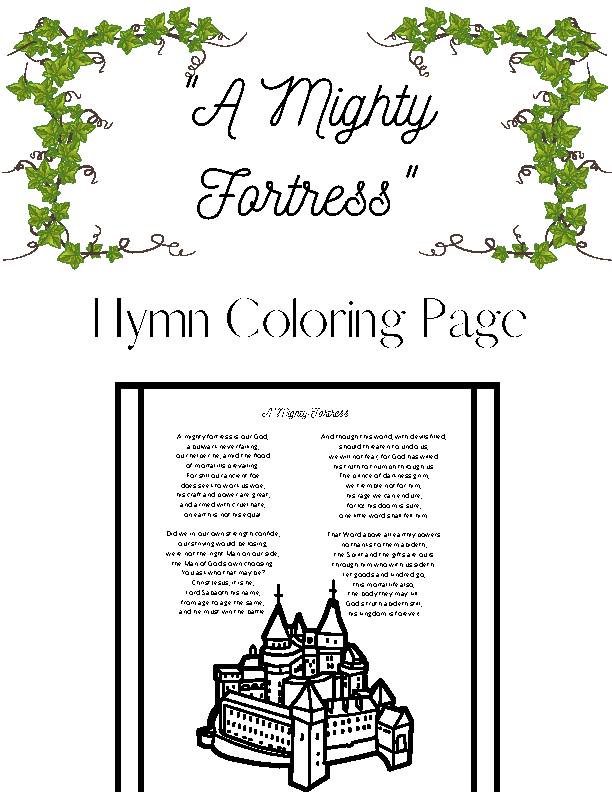 Hymn Coloring Sheet - A Mighty Fortress - Classful