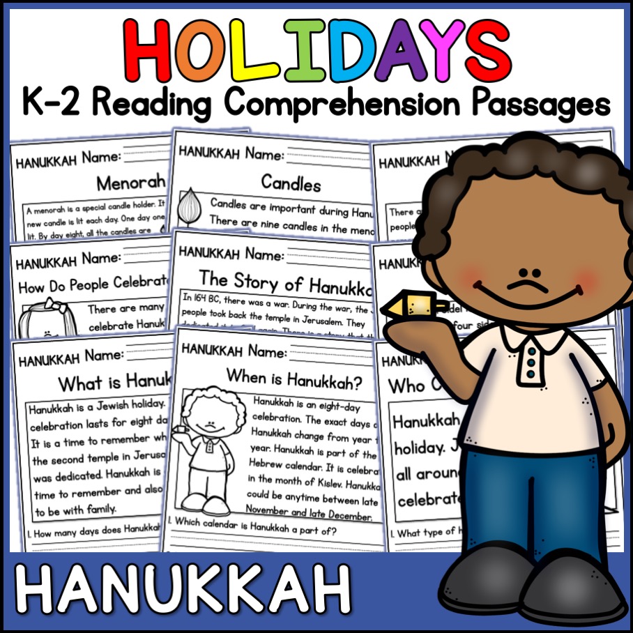 Hanukkah Holidays Reading Comprehension Passages K-2 - Classful